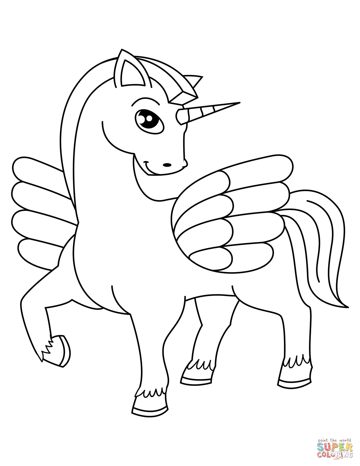 Coloring Pages For Girls Unicorn
 Cute Winged Unicorn coloring page