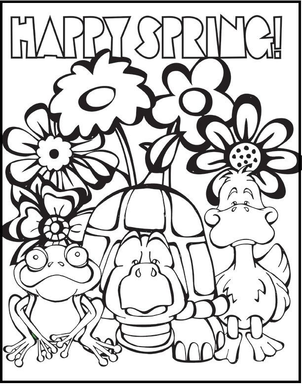 Coloring Pages For Kids Spring
 Animals Happy Spring Day coloring picture for kids