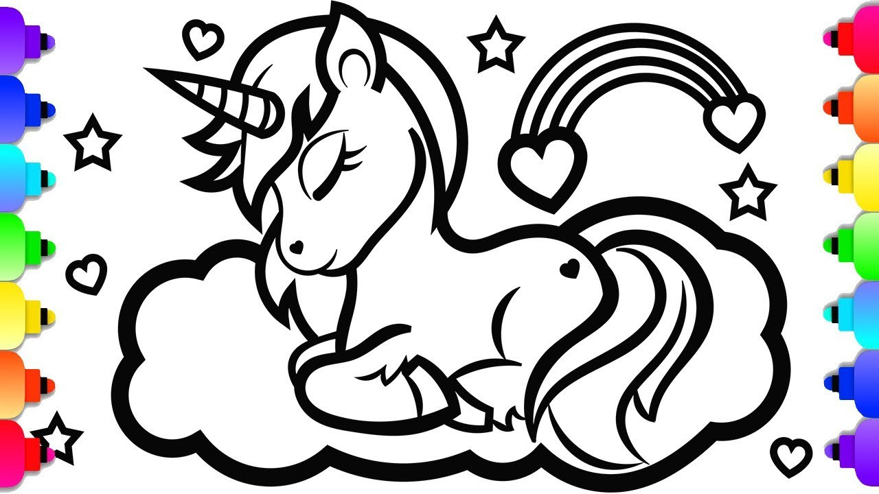 Coloring Pages For Kids Unicorn
 GLITTER Unicorn Coloring and Drawing 💜💙💚💛💗 GLITTER Unicorn