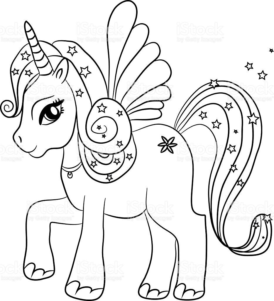 Coloring Pages For Kids Unicorn
 Black and white coloring sheet