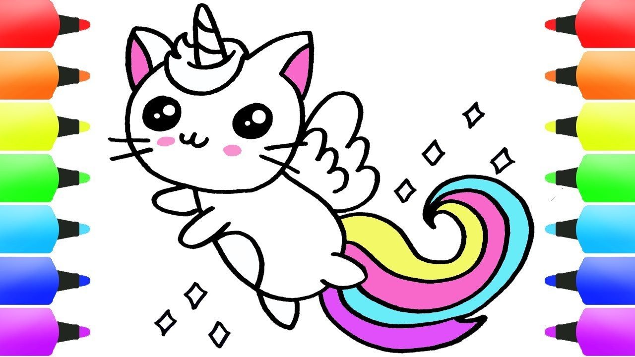 Coloring Pages For Kids Unicorn
 Unicorn Cat UNICAT Easy Drawing for Children