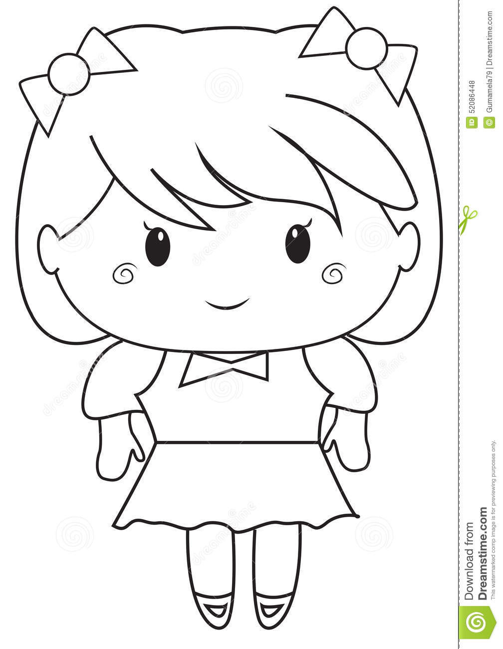 Coloring Pages For Little Girls
 Little girl coloring page stock illustration Illustration