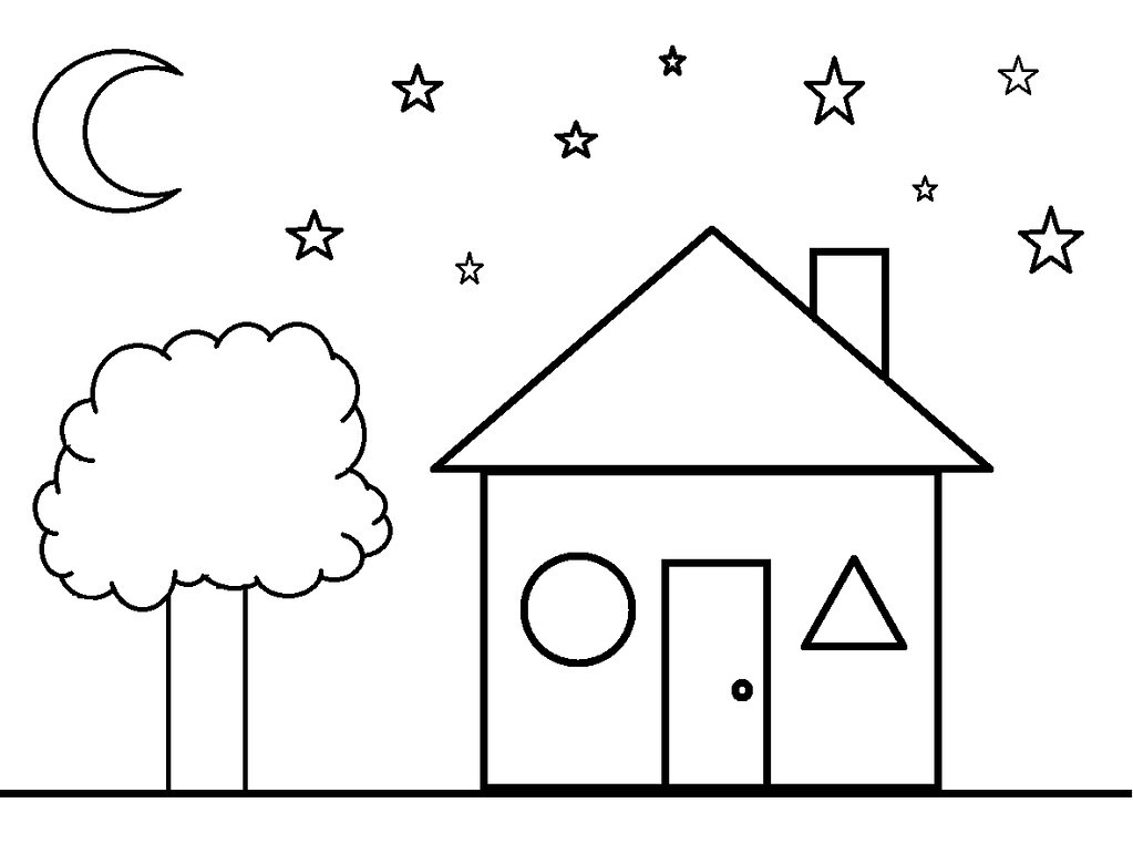 Coloring Pages For Toddlers Shapes
 Shapes Coloring Sheet House