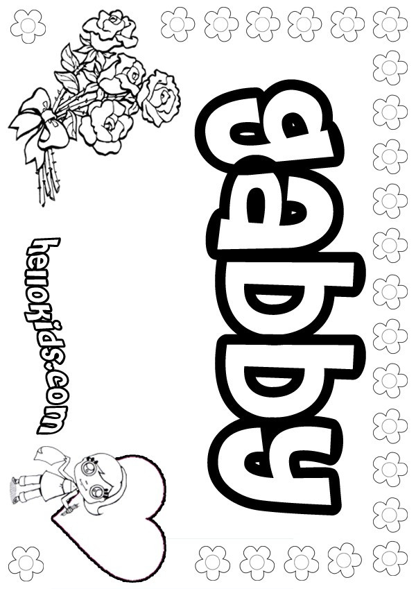 Coloring Pages Girls Names
 girls name coloring pages Gabby girly name to color