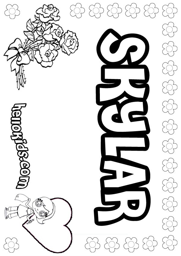 Coloring Pages Girls Names
 girls name coloring pages Skylar girly name to color