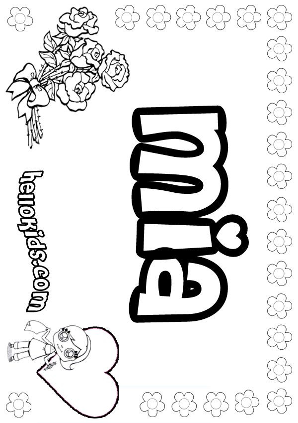 Coloring Pages Girls Names
 Mia Girls Names Coloring Page Coloring Home