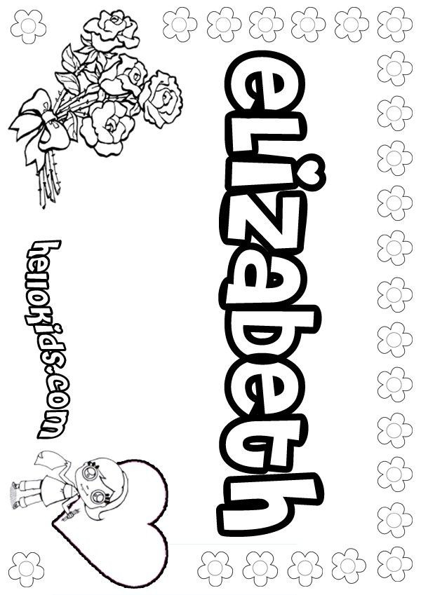 Coloring Pages Girls Names
 Elizabeth coloring page