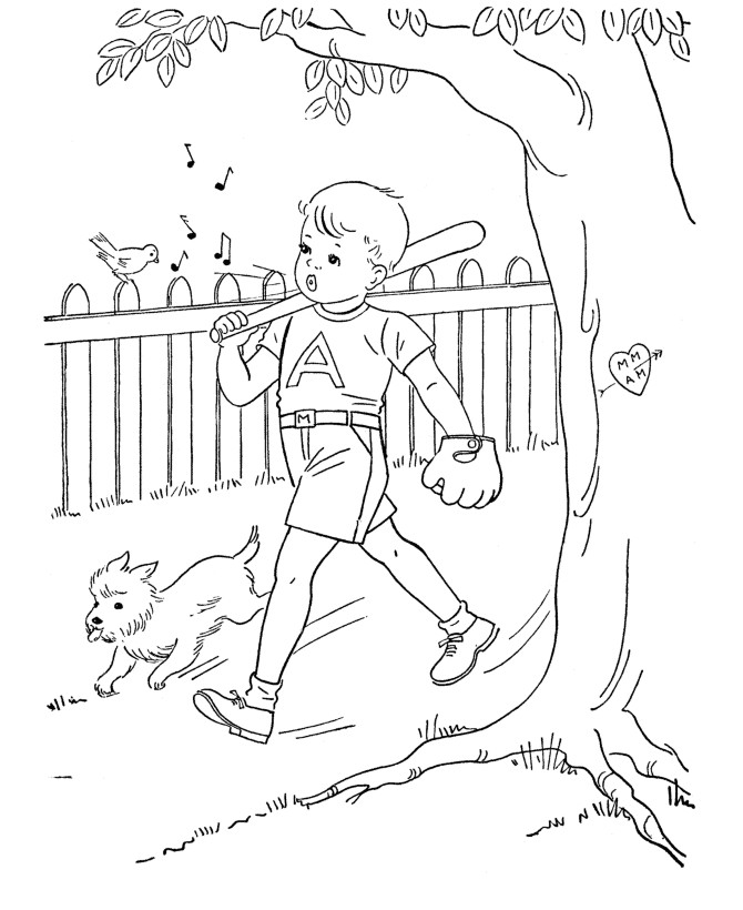 Coloring Pages Kidsboys.Com
 BlueBonkers Boy Coloring Pages Boy Dog Baseball Free