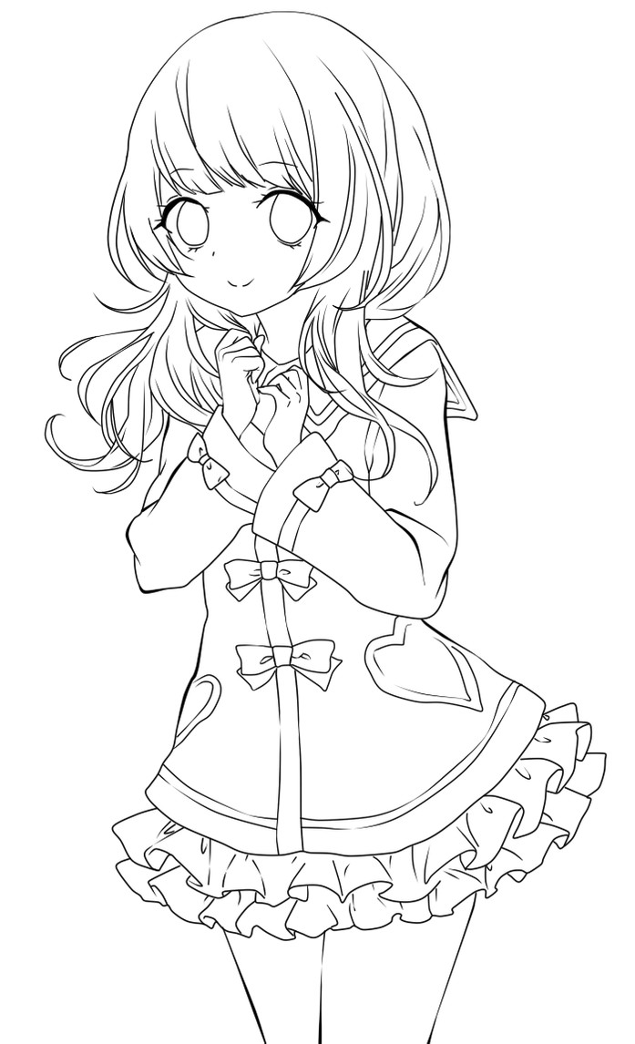 Coloring Pages Of Anime Girls
 Cute anime girl lineart by chifuyu san on DeviantArt