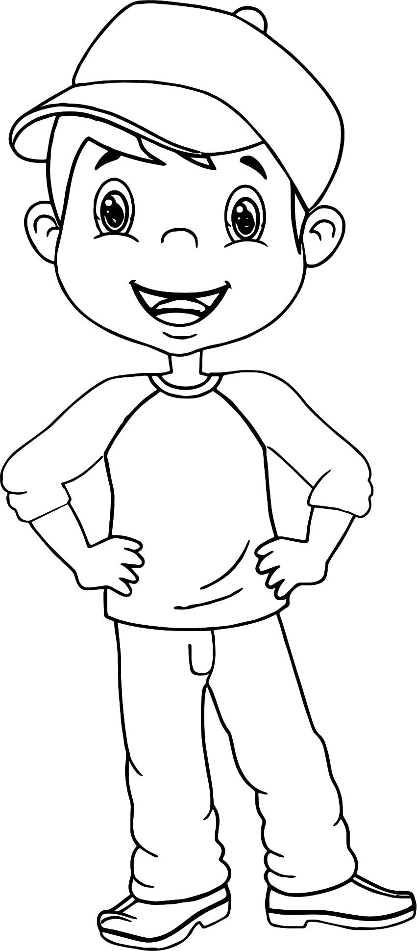 Coloring Pages Of Boys
 Cartoon Boy With Hat Coloring Page