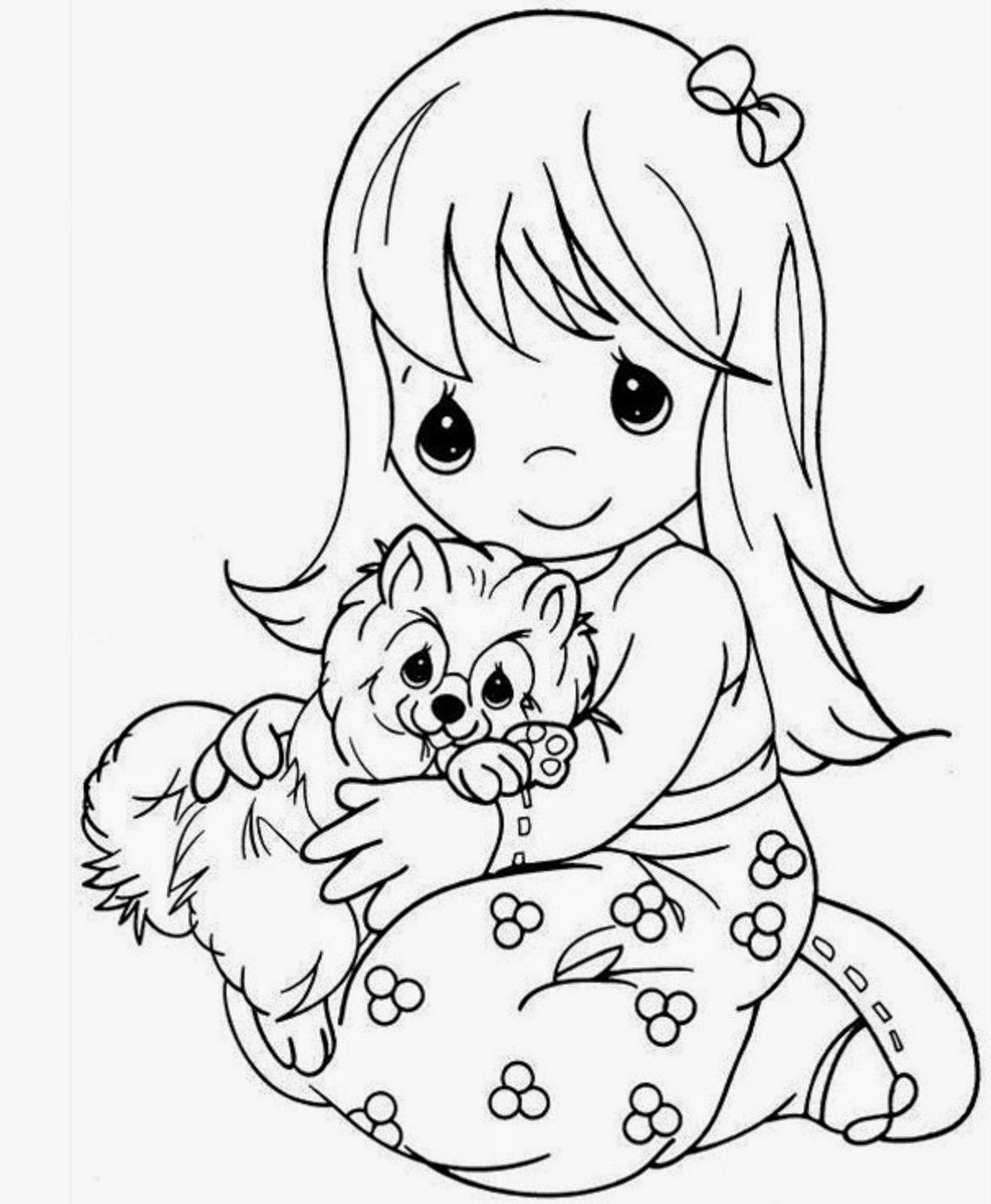 Coloring Pages Of Cute Girls
 colours drawing wallpaper Beautiful Precious Moments Girl