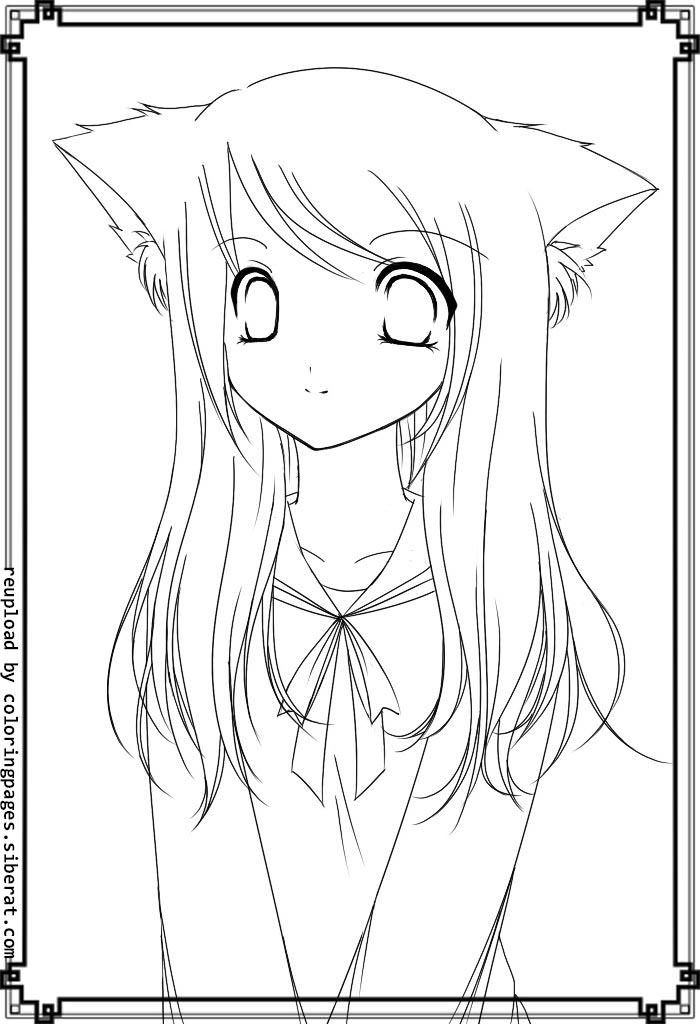 Coloring Pages Of Cute Girls
 Cute Anime Coloring Pages Cat Girl