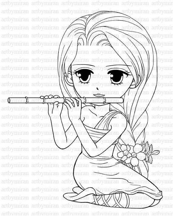 Coloring Pages Of Cute Girls
 Digi Stamp Serenade Pretty Girl Coloring page Big by