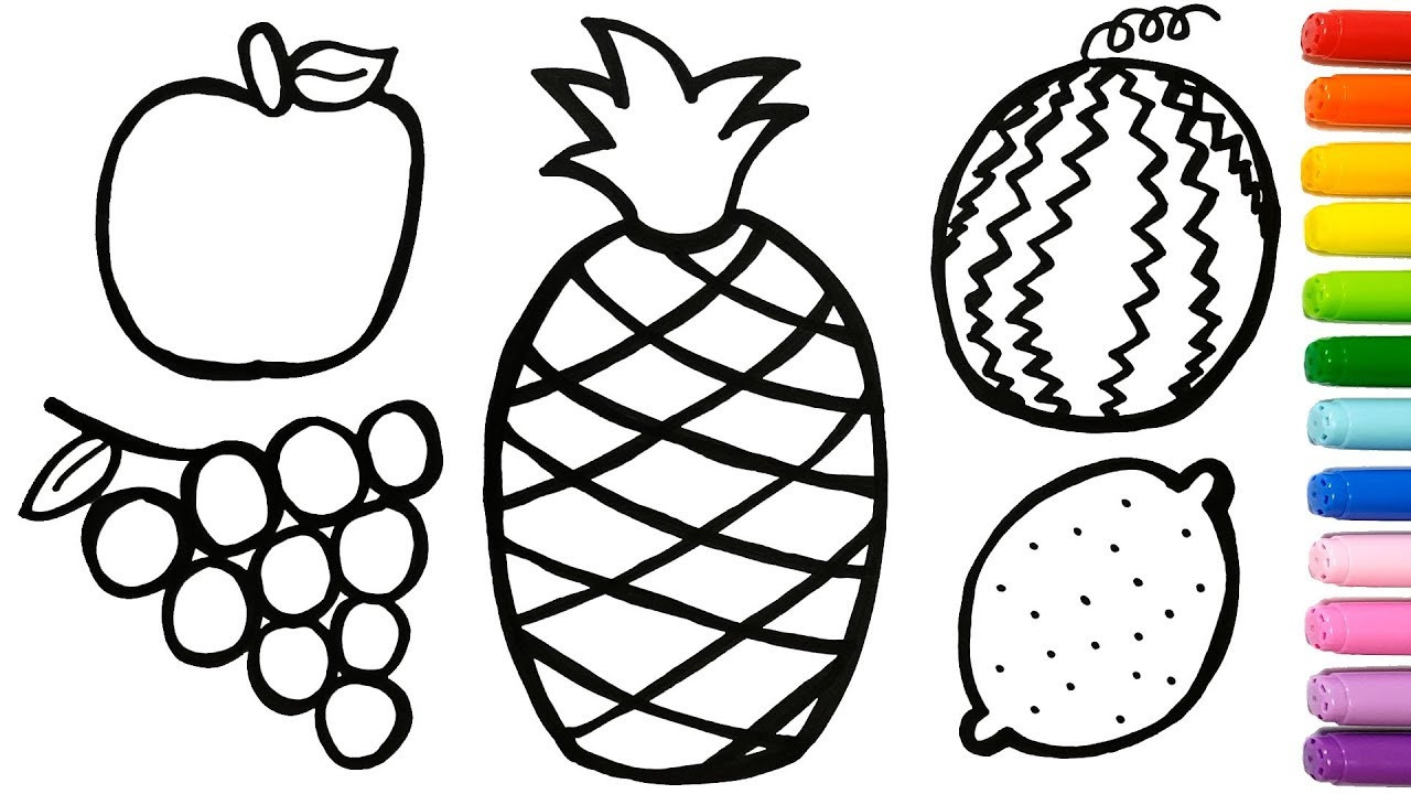 Coloring Pages Toddler
 Fruits Coloring Pages How to Draw and Paint Sweet Fruits