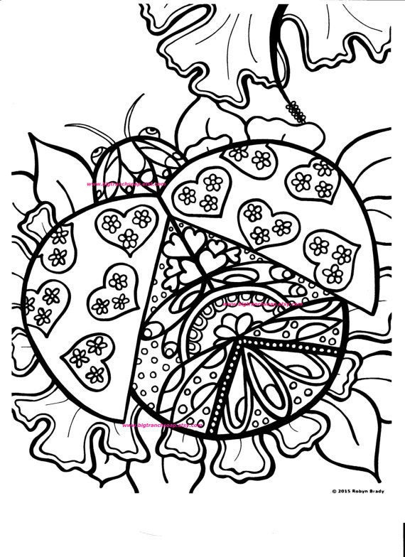 Coloring Sheet For Adults
 Adult Coloring Page Ladybug Hand Drawn Image Digital