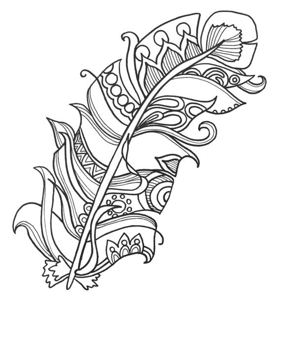 Coloring Sheet For Adults
 10 Fun and Funky Feather ColoringPages Original Art Coloring