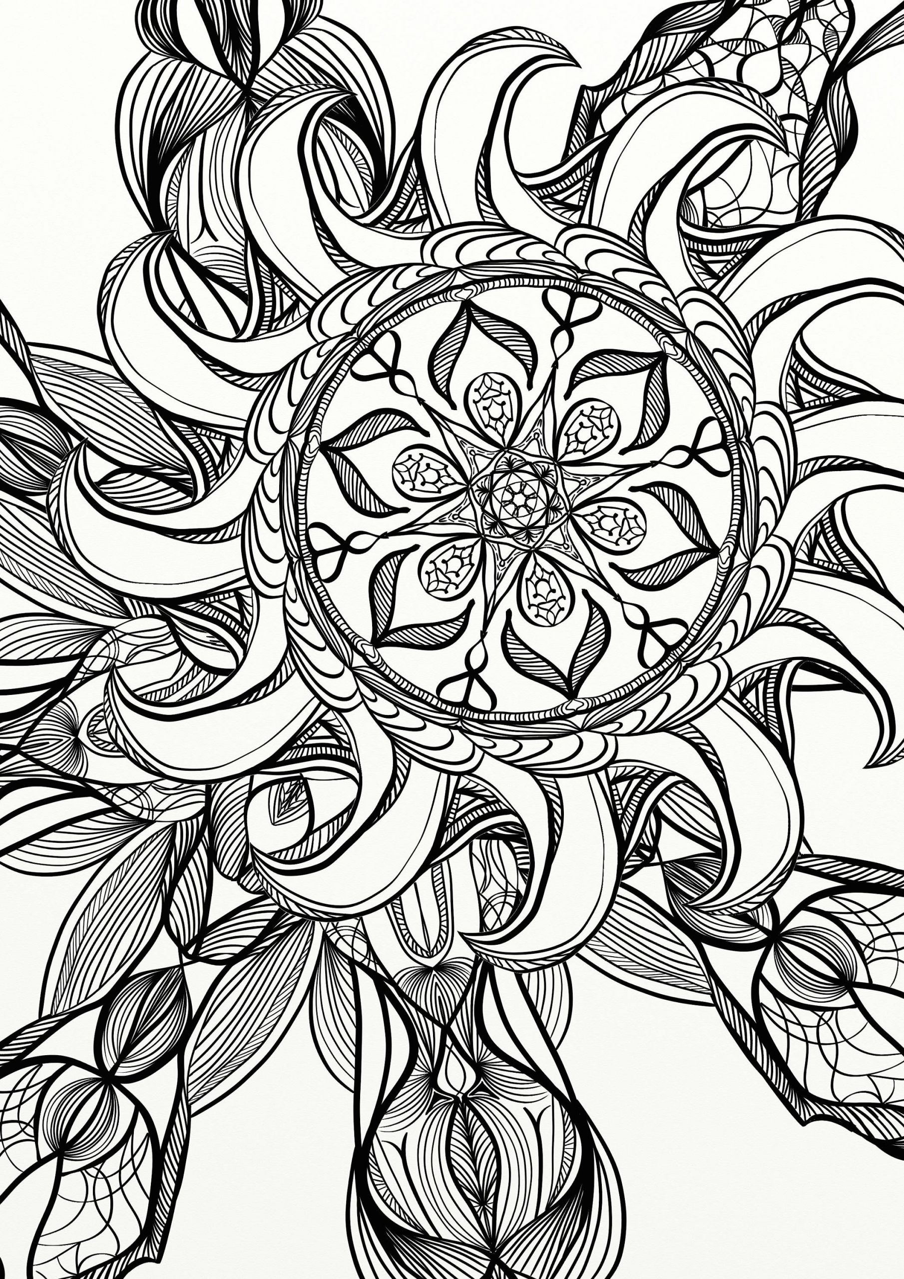 Coloring Sheet For Adults
 Mandala Spiral Relaxing Adult Coloring Page