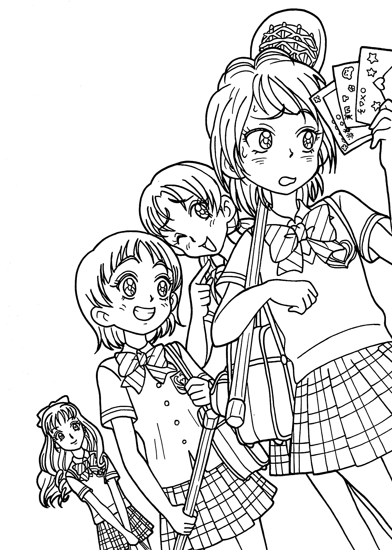 Coloring Sheet For Girls
 Anime Girls Group Coloring Page Coloring Home