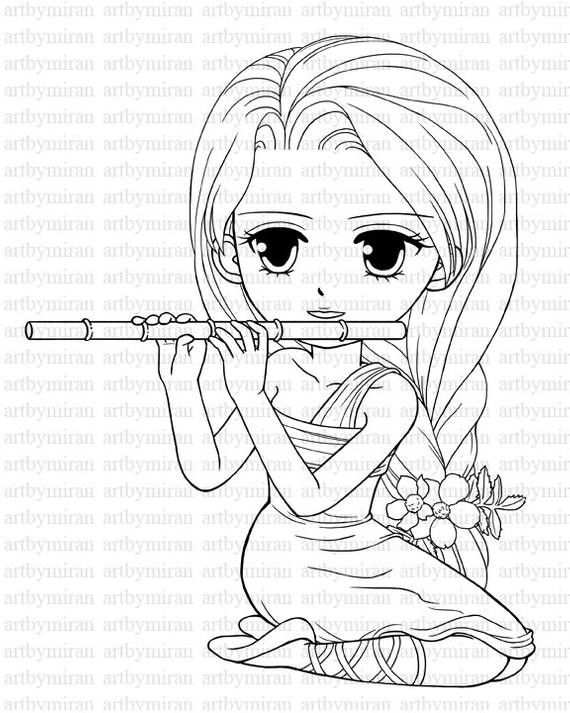 Coloring Sheet For Girls
 Digi Stamp Serenade Pretty Girl Coloring page Big by