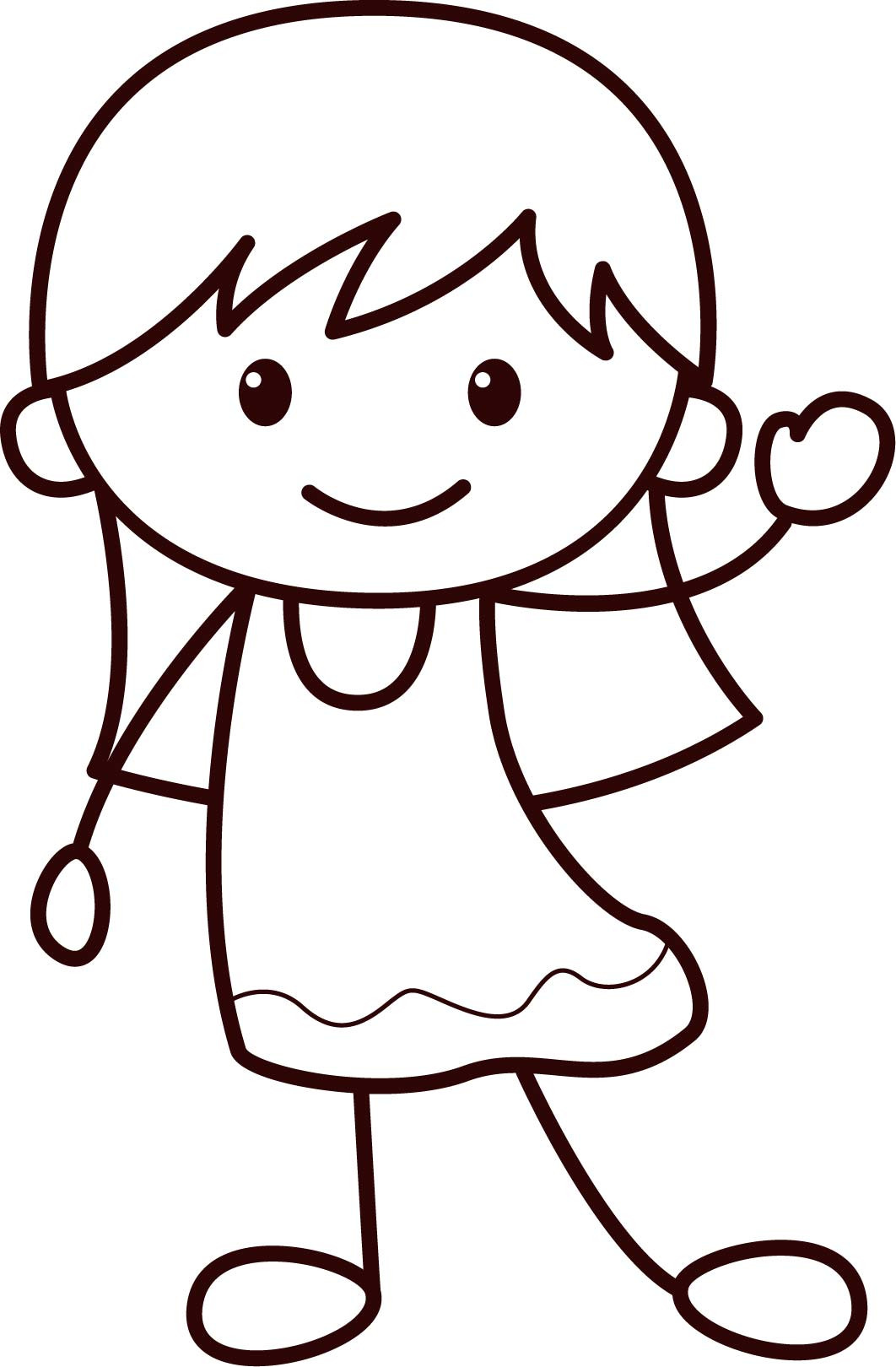 Coloring Sheet For Toddlers
 Happy Children Girl Coloring Page
