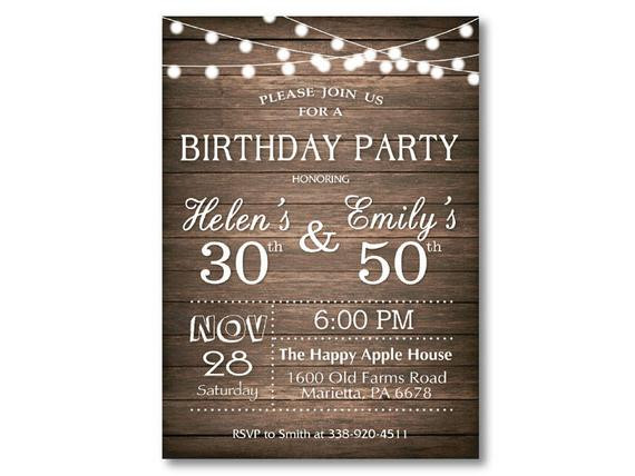 Combined Birthday Party Invitations
 Adult Joint Birthday Invitation Joint Birthday Party