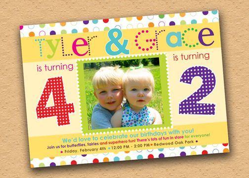 Combined Birthday Party Invitations
 Joint party cute idea
