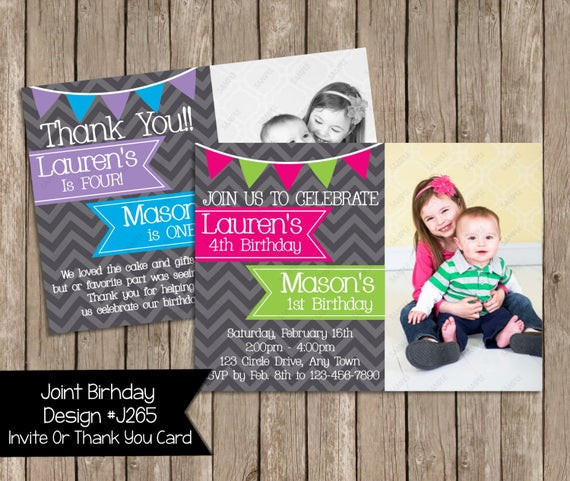 Combined Birthday Party Invitations
 Joint Birthday Party Invitation Boy & Girl by PeriwinklePapery