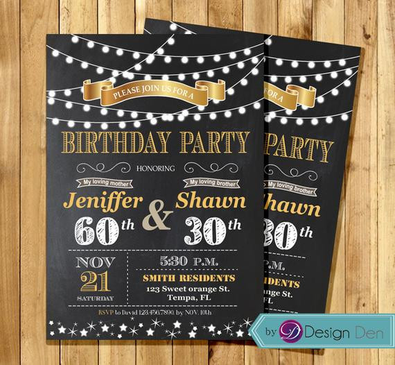 Combined Birthday Party Invitations
 Adult Joint Birthday Invitation String light