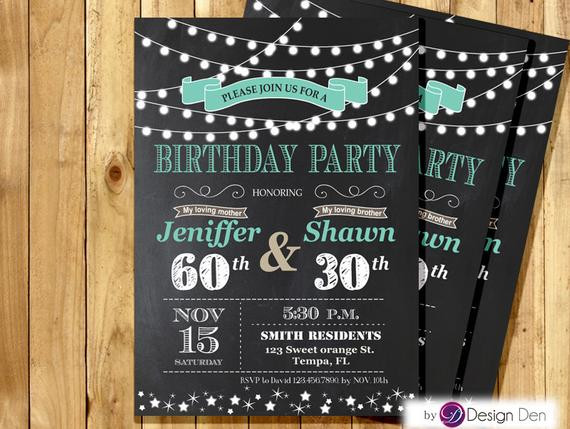 Combined Birthday Party Invitations
 Adult Joint Birthday Invitation String light