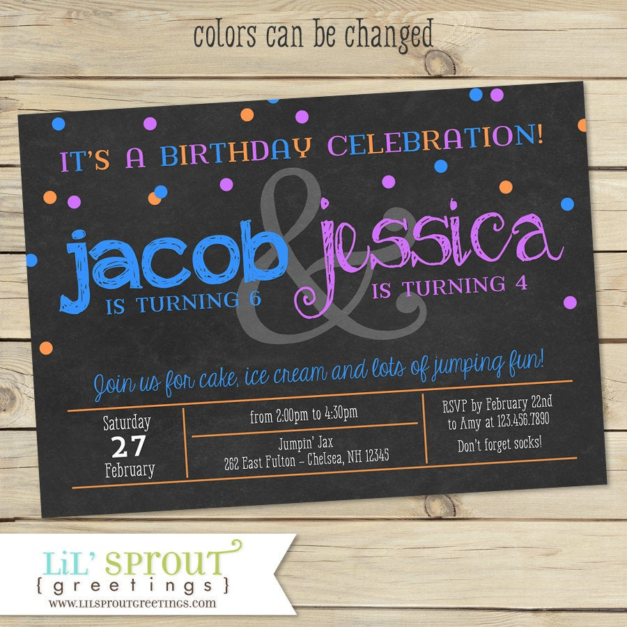 Combined Birthday Party Invitations
 Joint bined Birthday Party Invitation Twin Birthday