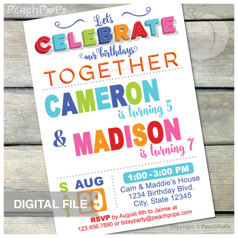Combined Birthday Party Invitations
 Joint Birthday Party Invitation bined Birthday Invite