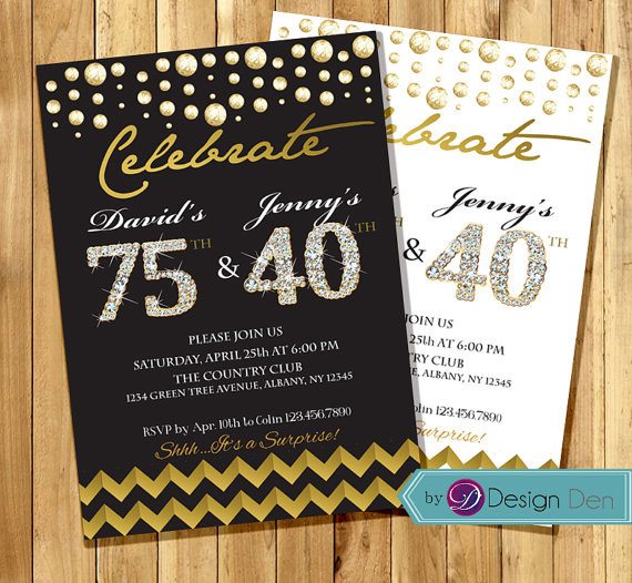 Combined Birthday Party Invitations
 Adult Joint Birthday Invitation bined Invitation Gold