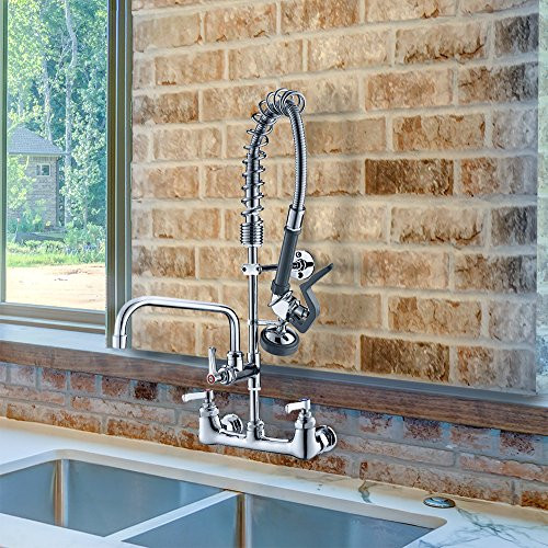 Commercial Kitchen Faucets Wall Mounted
 JZBRAIN Double Handle mercial Kitchen Faucet 25" Height
