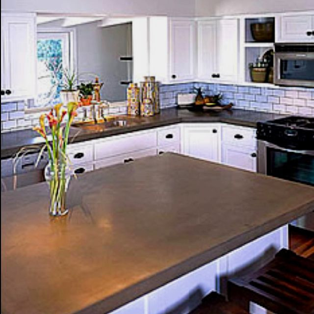 Concrete Counters Kitchen
 Dream kitchen White cabinets with concrete countertops