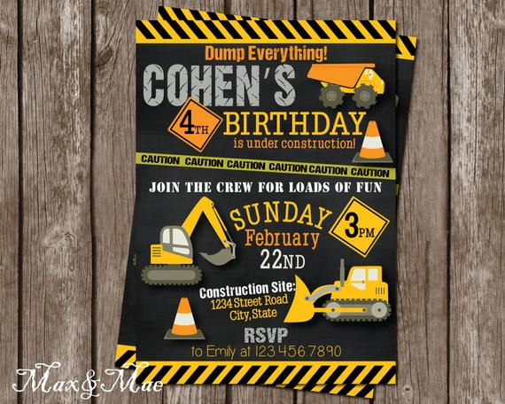 Construction Birthday Invitation
 Construction Birthday Party Invitation Construction Birthday