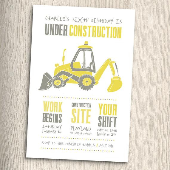 Construction Birthday Invitations
 Construction Birthday Party Invitation with by PaintByInvite