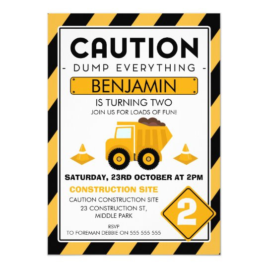 Construction Birthday Invitations
 Caution Under Construction Birthday Invitation