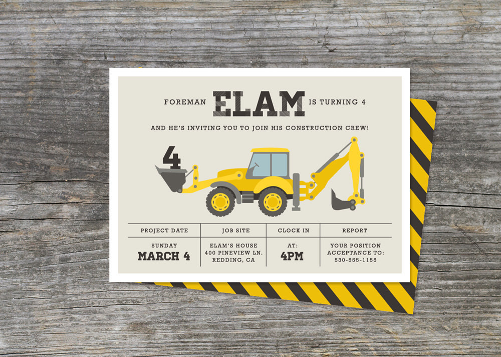 Construction Birthday Invitations
 Construction Birthday Party Invitation by brightsideprints