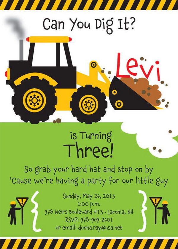 Construction Birthday Invitations
 40 Construction Themed Birthday Party Ideas Hative