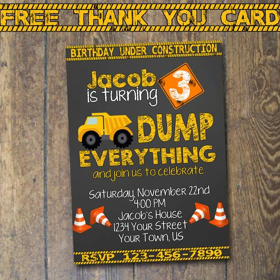 Construction Birthday Invitations
 Items similar to Construction Birthday Invitation Dump