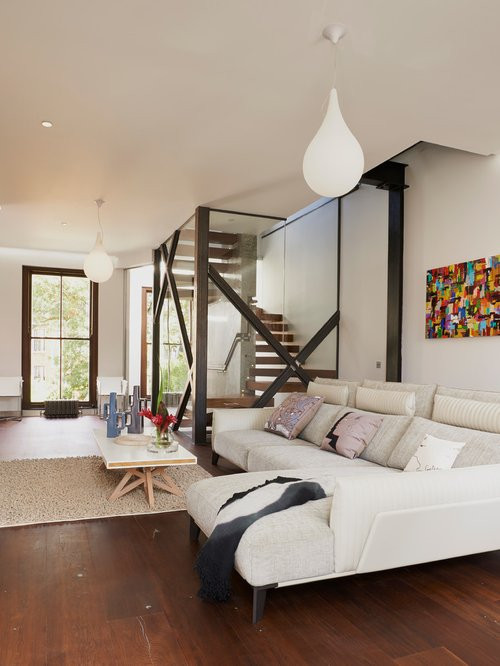 Contemporary Living Room Decor
 Enclosed Stair Home Design Ideas Remodel and Decor