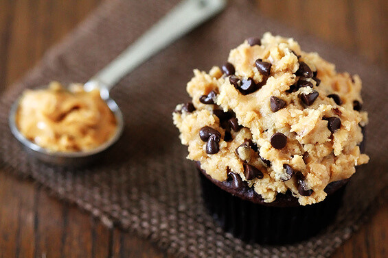 Cookie Dough Icing
 Chocolate Cupcakes w Peanut Butter Cookie Dough "Frosting