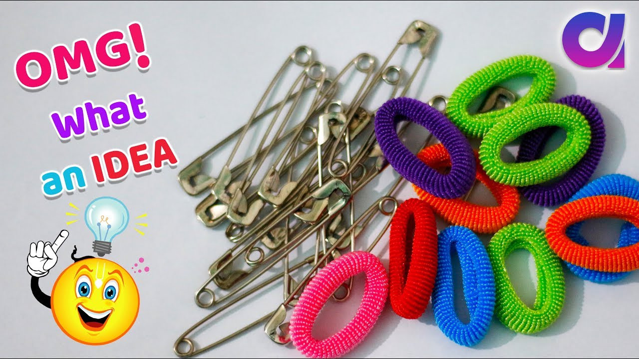 Cool Pins
 DIY Best out of waste safety pins & hair rubber bands
