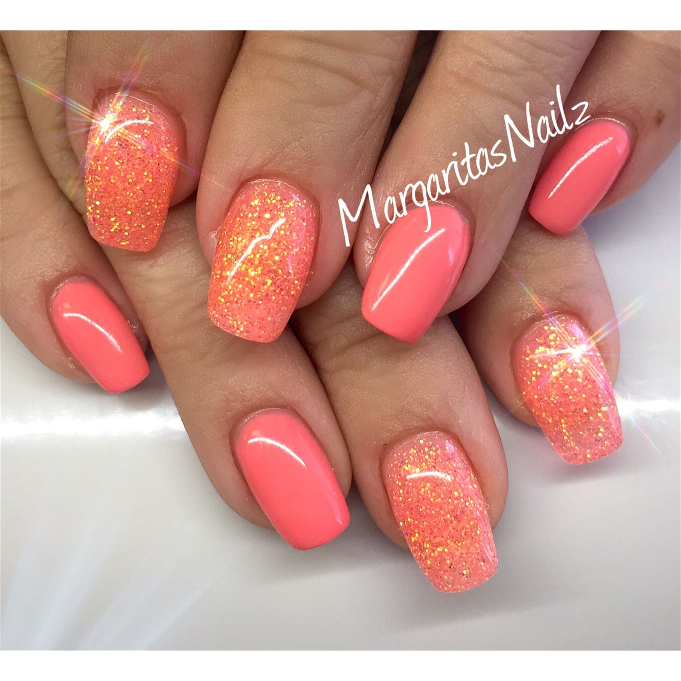 Coral Nail Ideas
 Orange coral summer nails MargaritasNailz