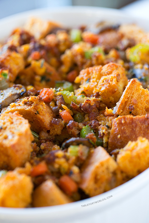 Cornbread For Two
 Chorizo Cornbread Stuffing Table for Two by Julie Wampler