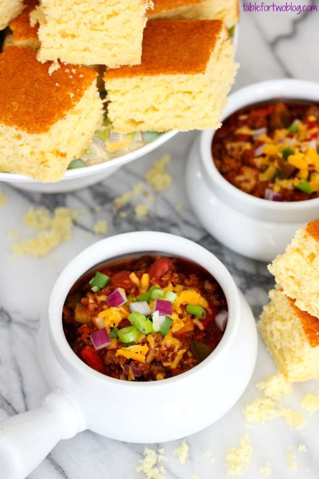 Cornbread For Two
 Slow Cooker Chili & Cornbread Table for Two