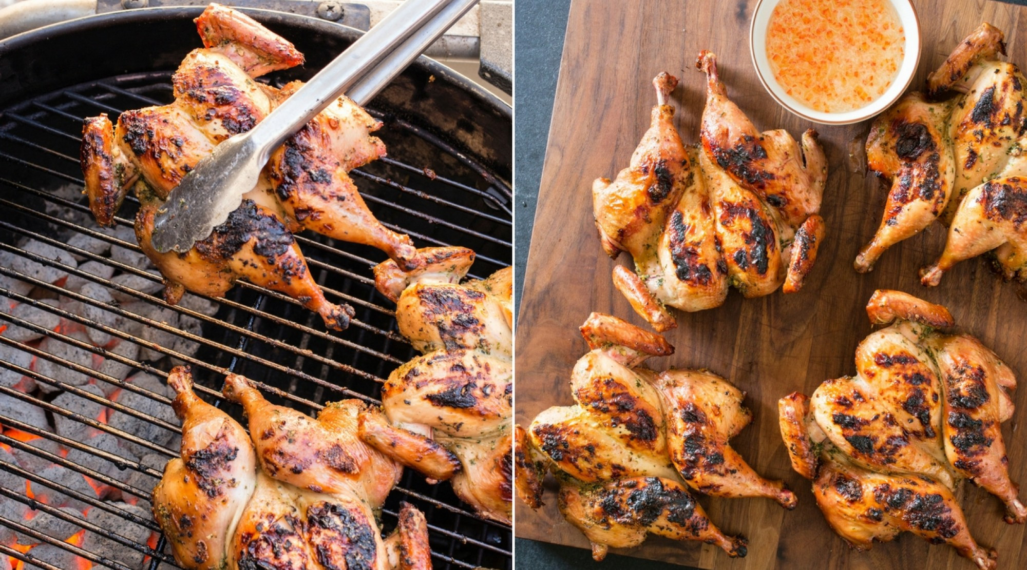 Cornish Hens On The Grill
 Thai Grilled Cornish Hens with Chili Dipping Sauce Gai