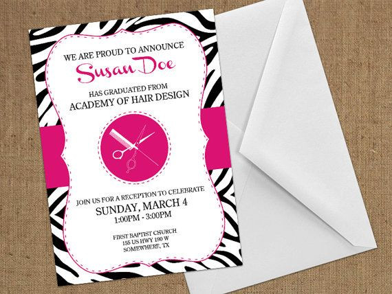 Cosmetology Graduation Party Ideas
 Invitations Cosmetology Beauty School DIY Printable