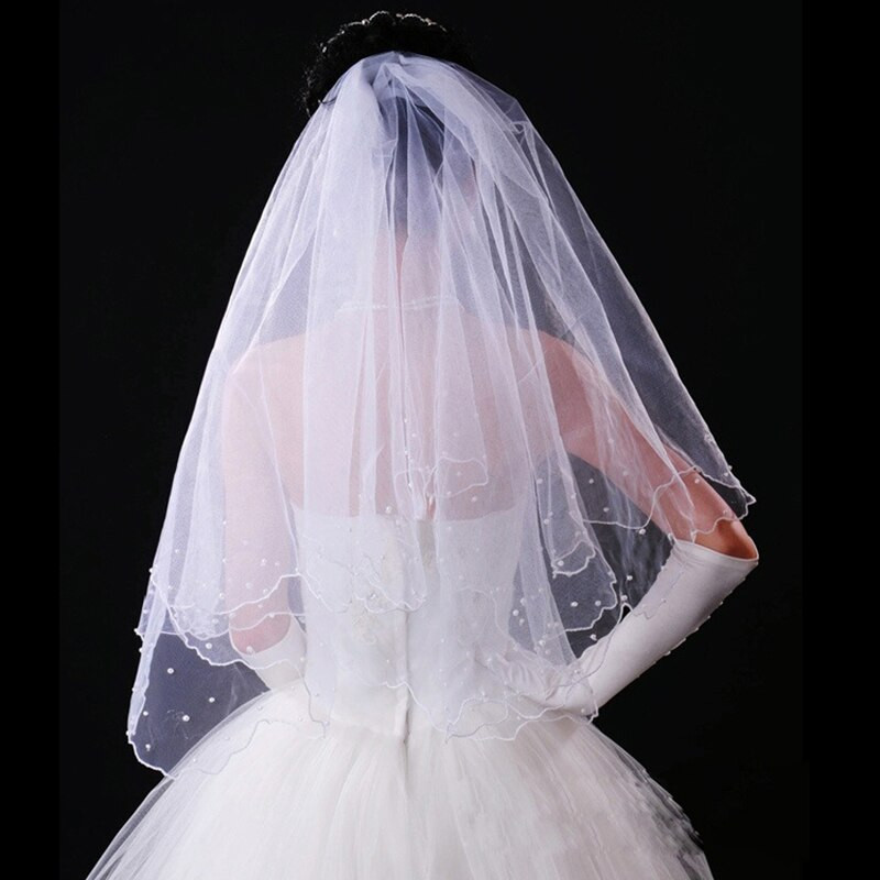 Cost Of Wedding Veil
 Free shipping wholesale price Pearls two layer white beige