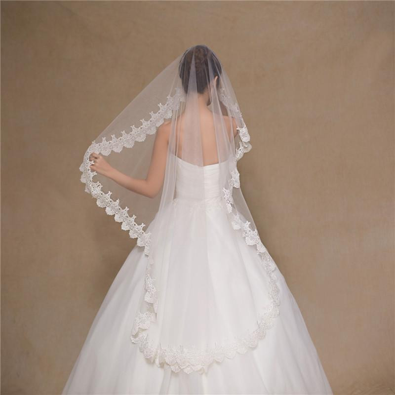Cost Of Wedding Veil
 High Quality Short Veil For Bride With Lace Elegant